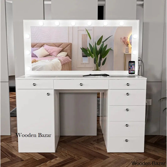 Faythe Vanity Dressing Table With Mirror And Lights