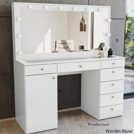 Fazaley Vanity Dressing Table With Mirror And Lights