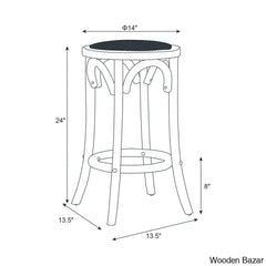 Ferreray Swivel Solid Elm Wood Cane Rattan Seat Backless Counter And Bar Stool