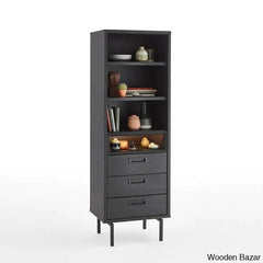 Ferw Inspired Living Black Finish Bookshelf And Coffee Table - Wooden Bazar