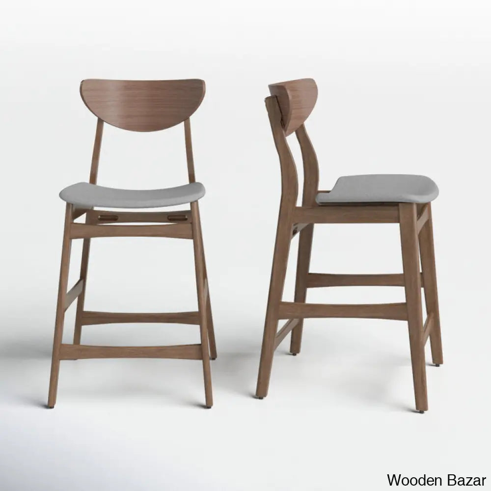 Fitaz Swivel 24’’ Counter Stool (Set Of 2) And Bar Stool Dark Gray / Oak