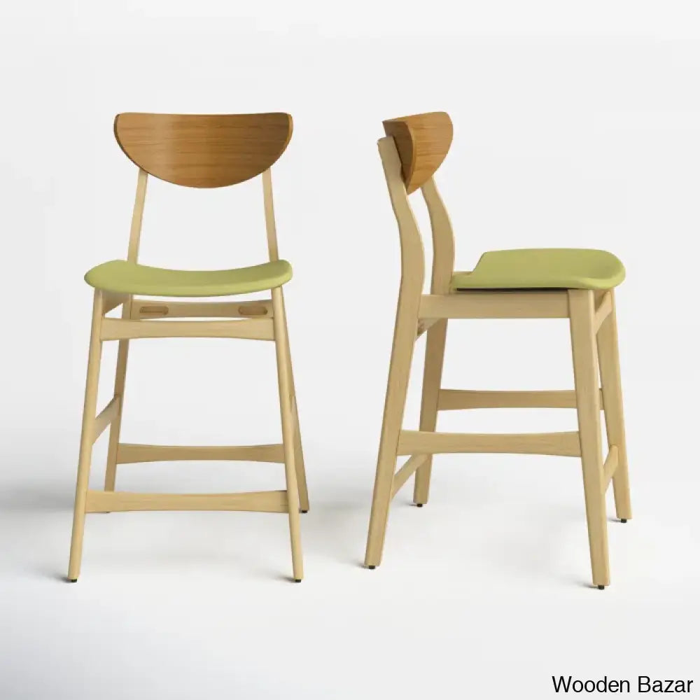 Fitaz Swivel 24’’ Counter Stool (Set Of 2) And Bar Stool Green Tea / Oak