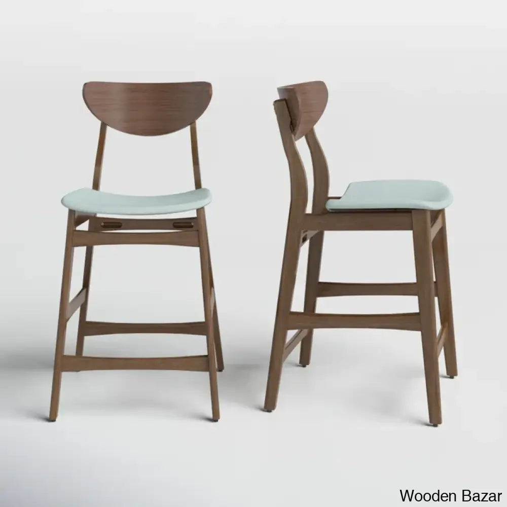 Fitaz Swivel 24’’ Counter Stool (Set Of 2) And Bar Stool Mint / Oak