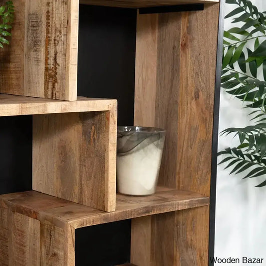 Fitz Crafted Comfort Cabinet Bookshelf With Metal Legs - Wooden Bazar