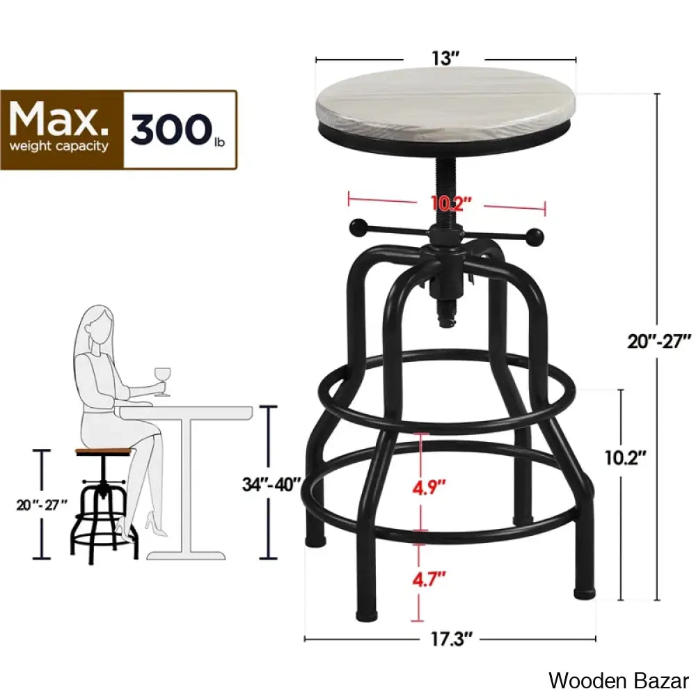 Forg Swivel Solid Wood Adjustable Height Counter And Bar Stool