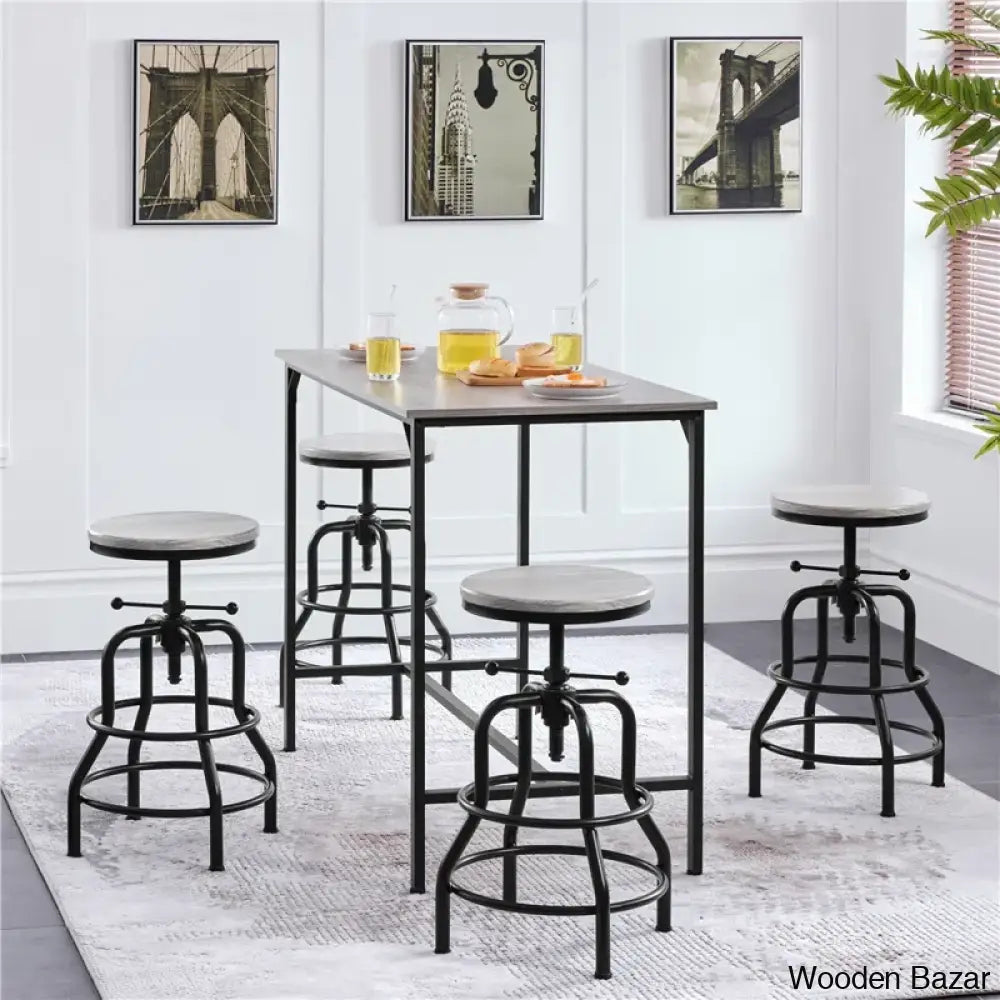 Forg Swivel Solid Wood Adjustable Height Counter And Bar Stool