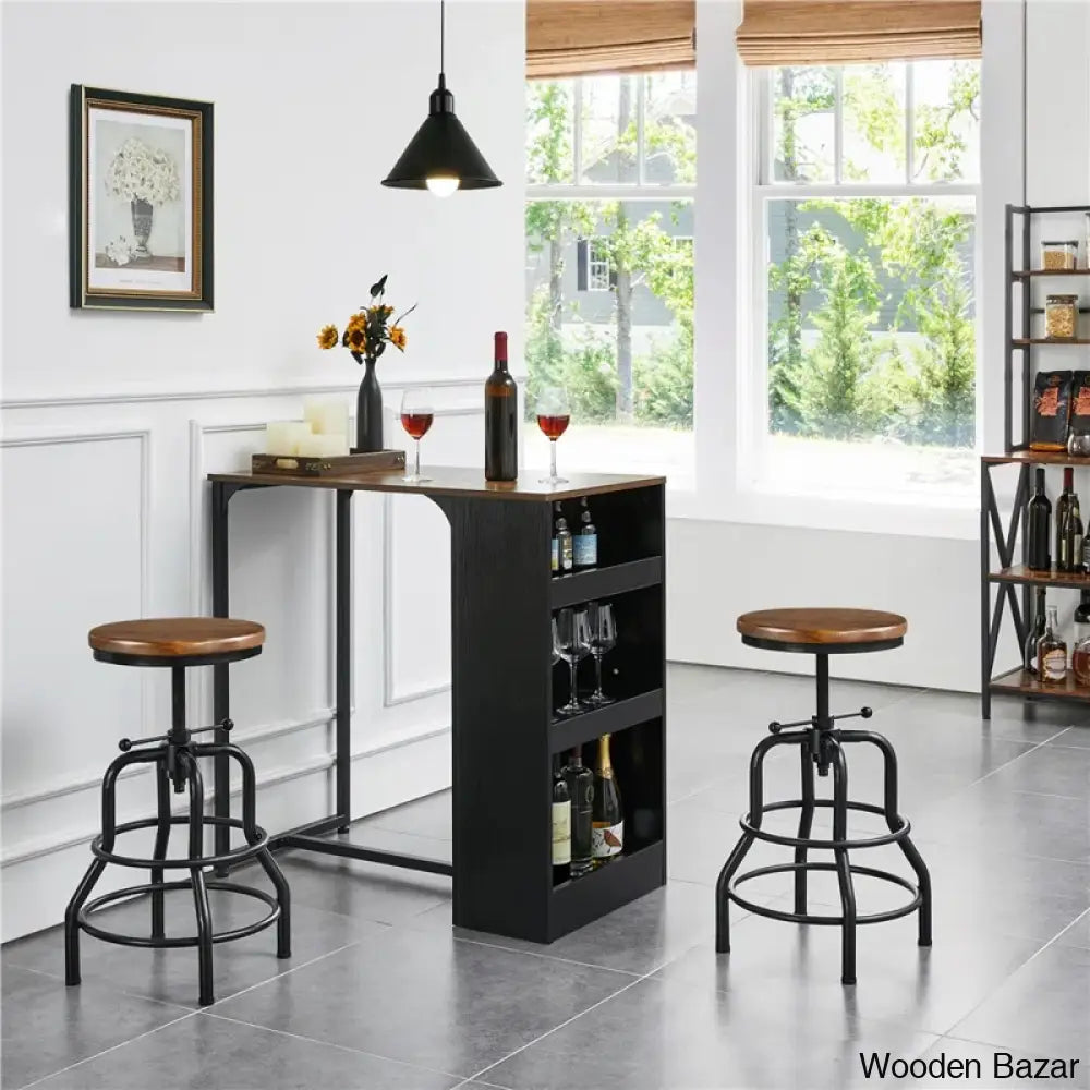 Forg Swivel Solid Wood Adjustable Height Counter And Bar Stool Brown / 2 Piece