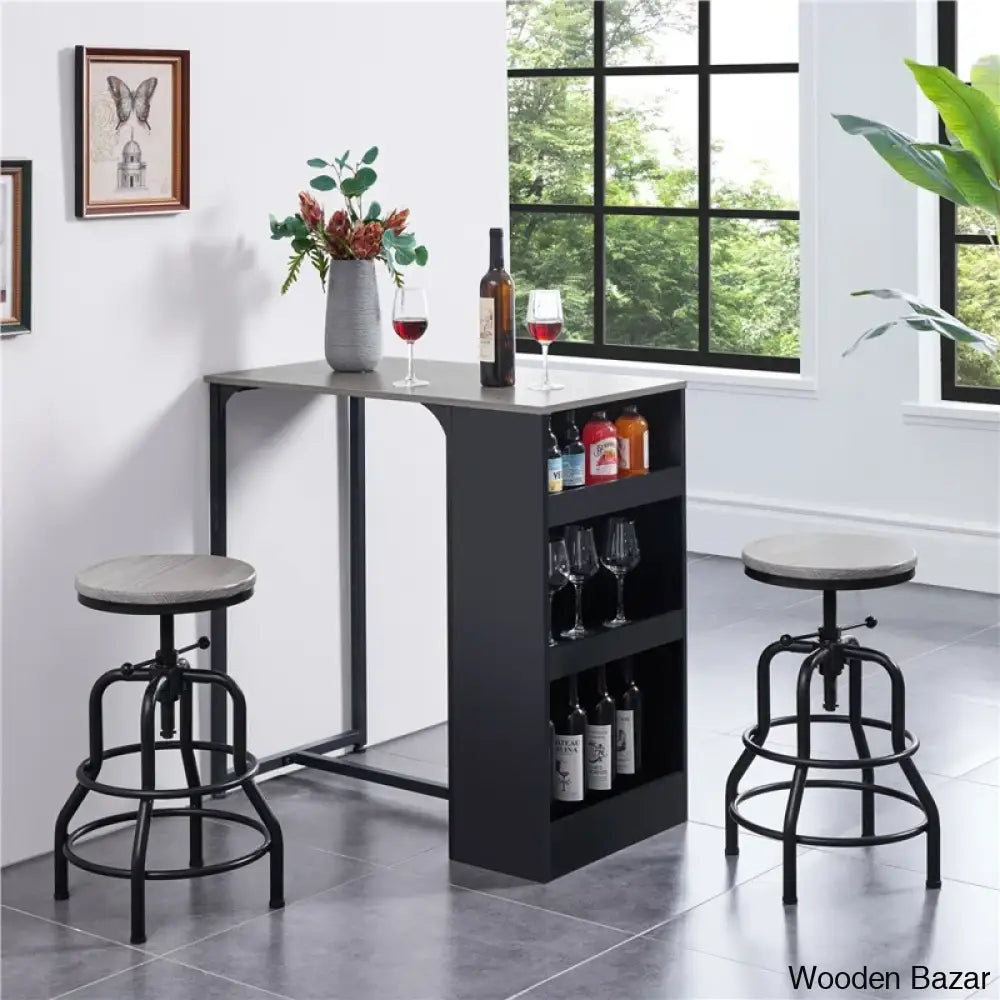 Forg Swivel Solid Wood Adjustable Height Counter And Bar Stool Gray / 2 Piece