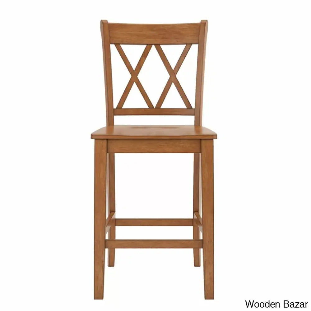 Fortvillec Solid Wood Counter And Bar Stool (Set Of 2)