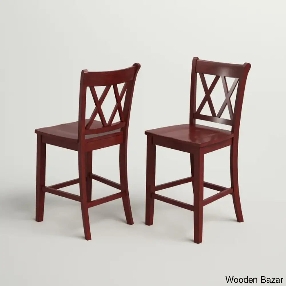 Fortvillec Solid Wood Counter And Bar Stool (Set Of 2)