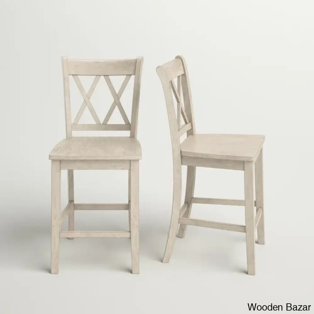 Fortvillec Solid Wood Counter And Bar Stool (Set Of 2)