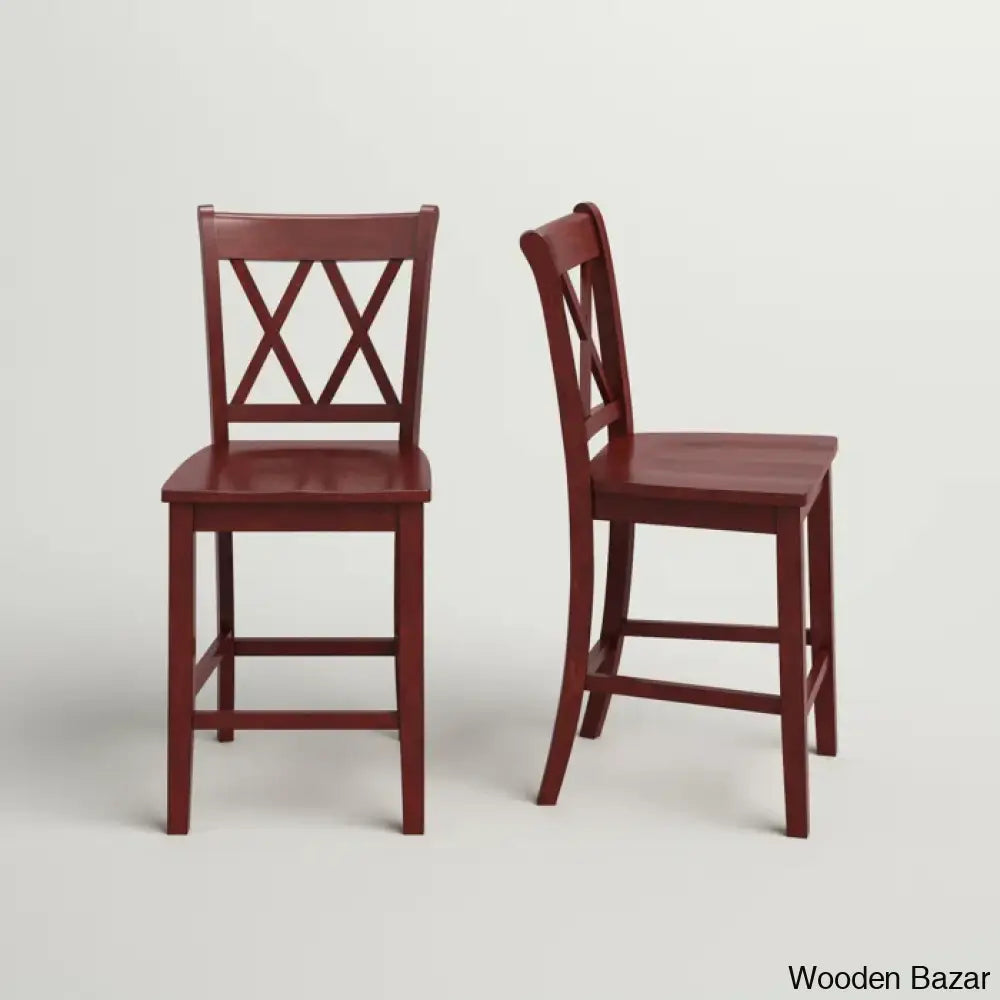 Fortvillec Solid Wood Counter And Bar Stool (Set Of 2)