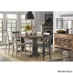 Fortvillec Solid Wood Counter And Bar Stool (Set Of 2)