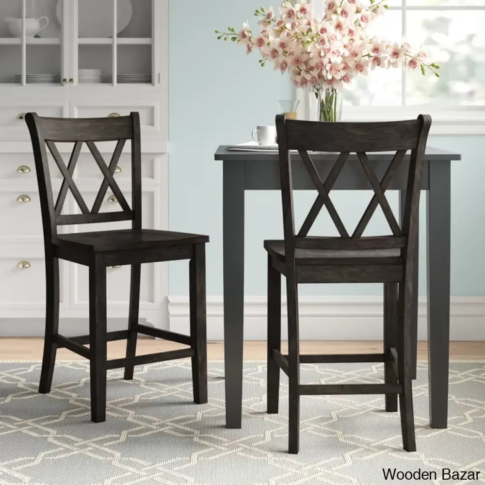 Fortvillec Solid Wood Counter And Bar Stool (Set Of 2)