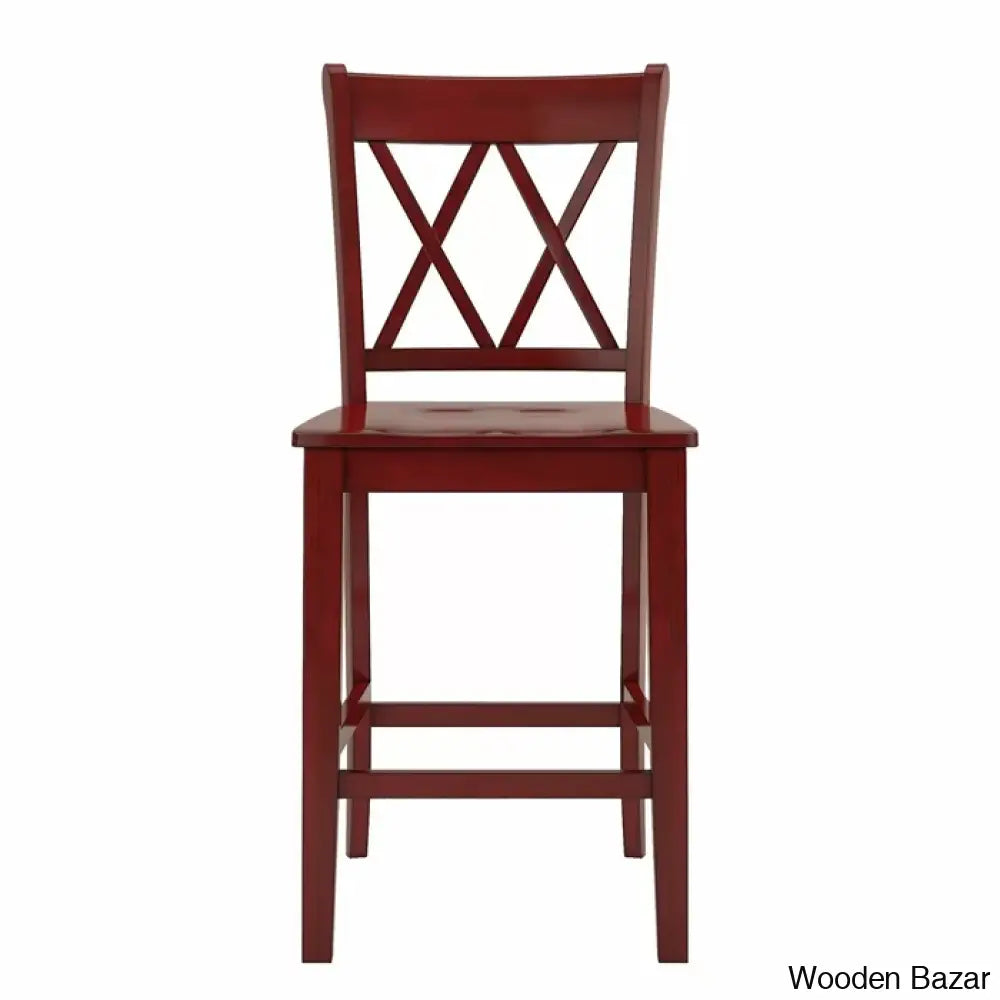 Fortvillec Solid Wood Counter And Bar Stool (Set Of 2)