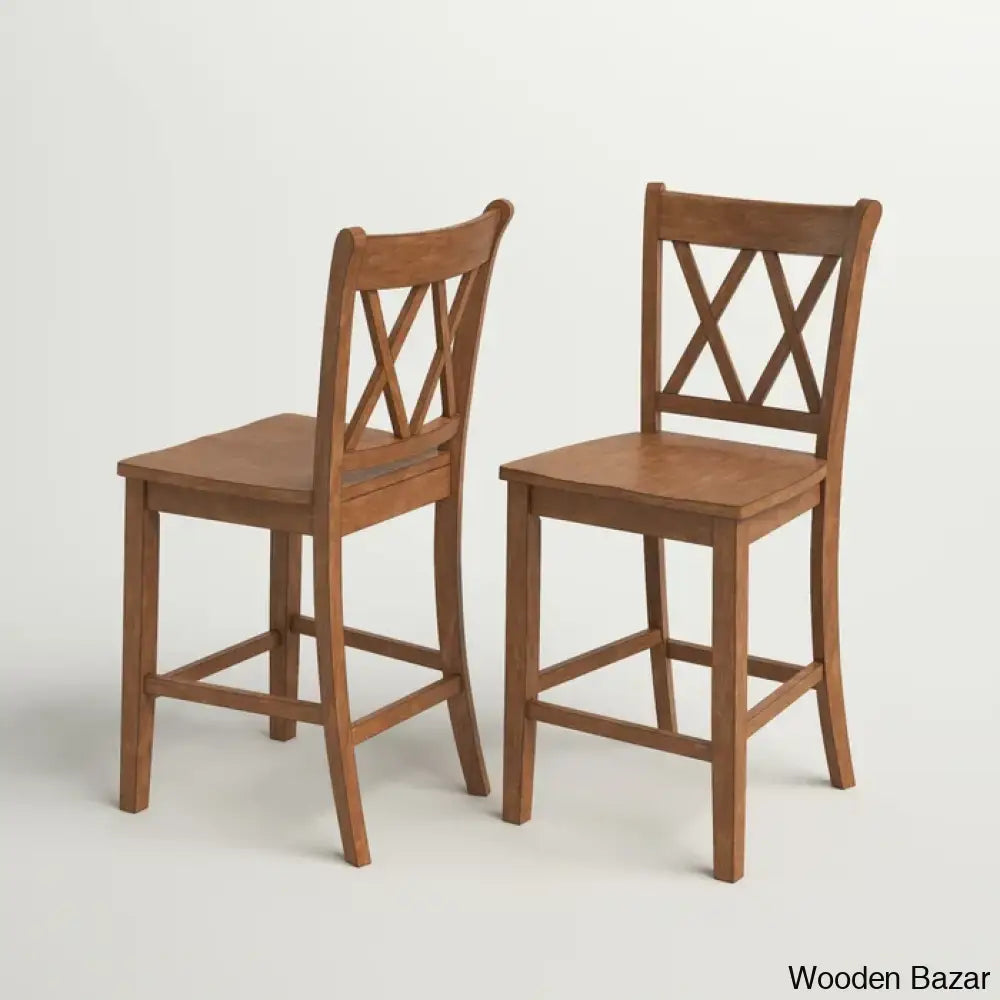 Fortvillec Solid Wood Counter And Bar Stool (Set Of 2)