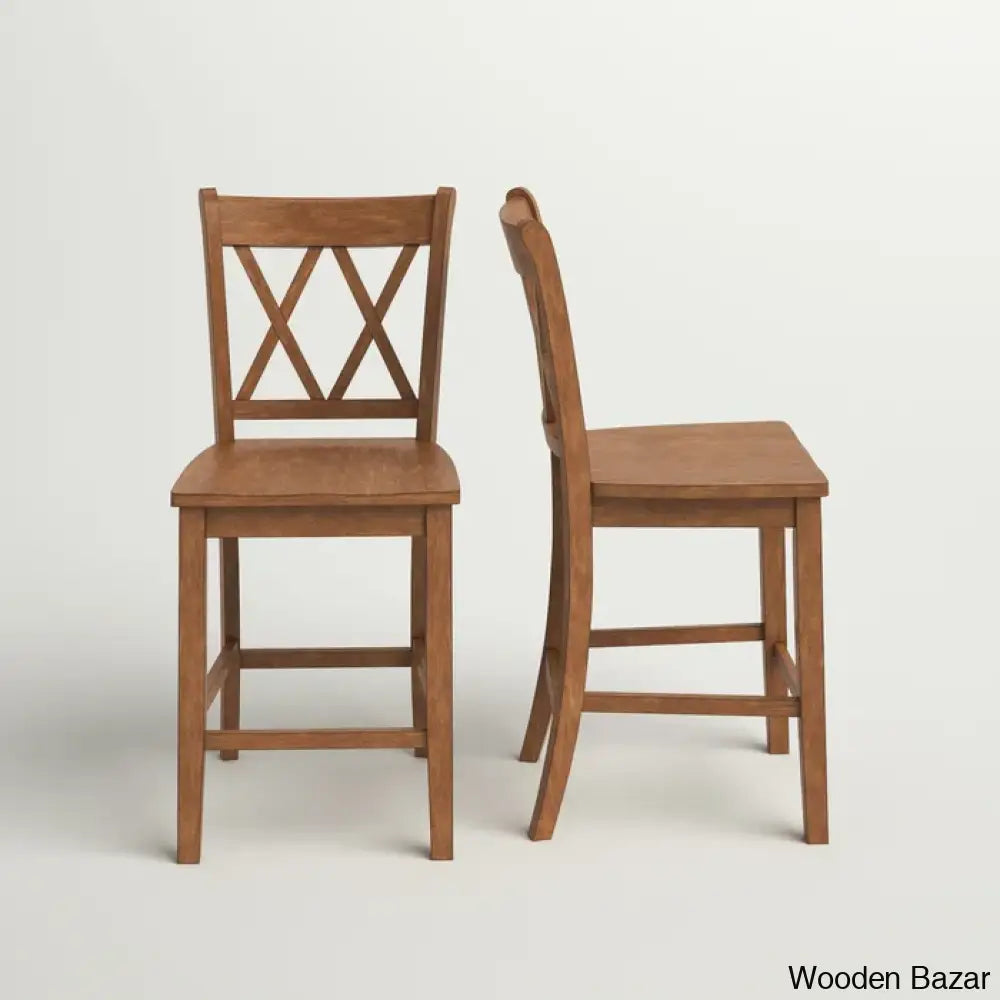 Fortvillec Solid Wood Counter And Bar Stool (Set Of 2)