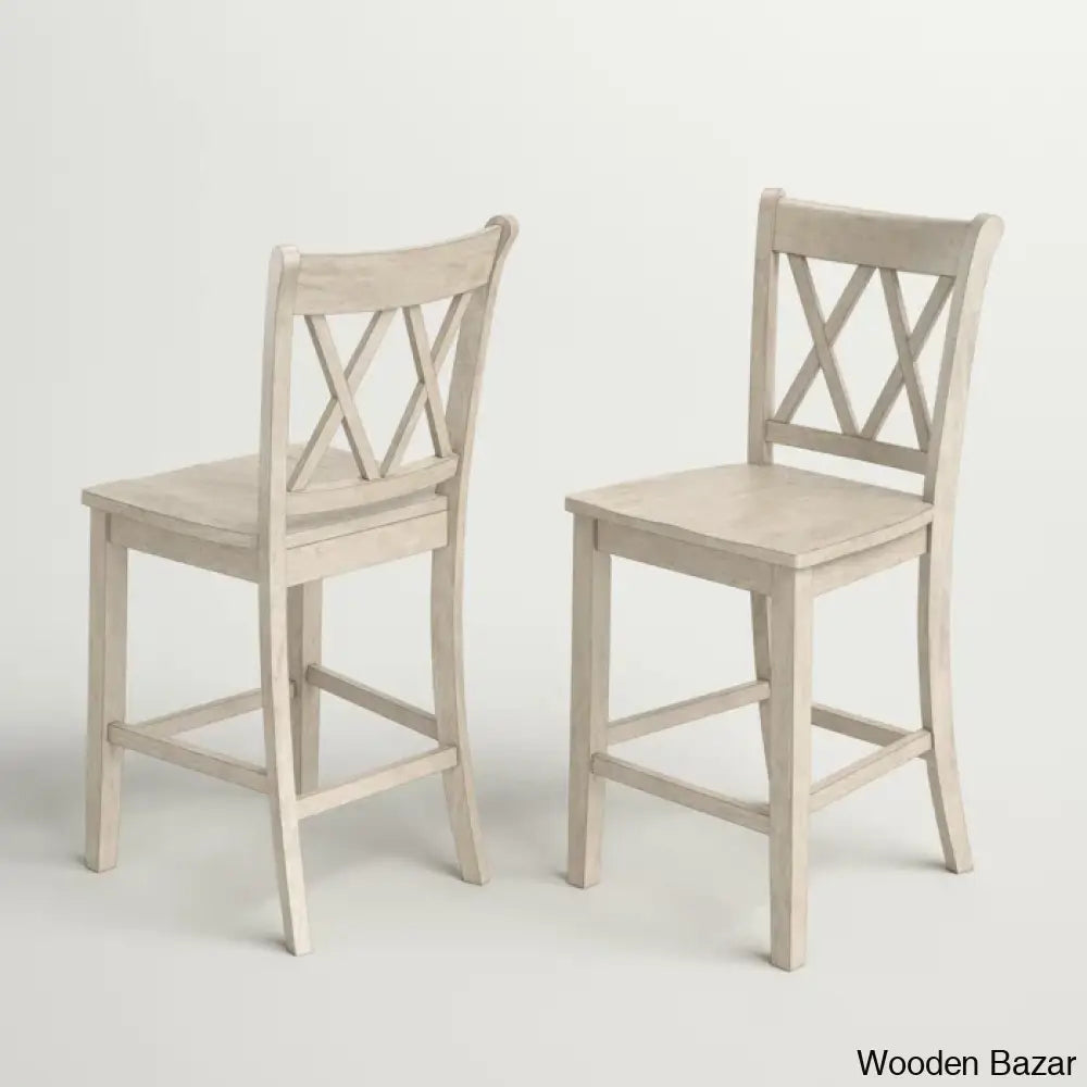 Fortvillec Solid Wood Counter And Bar Stool (Set Of 2)