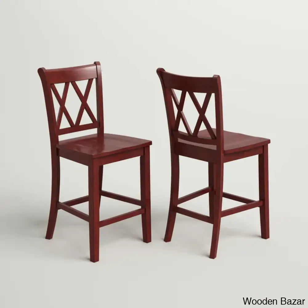 Fortvillec Solid Wood Counter And Bar Stool (Set Of 2) Antique Berry / (29’’ Seat Height)