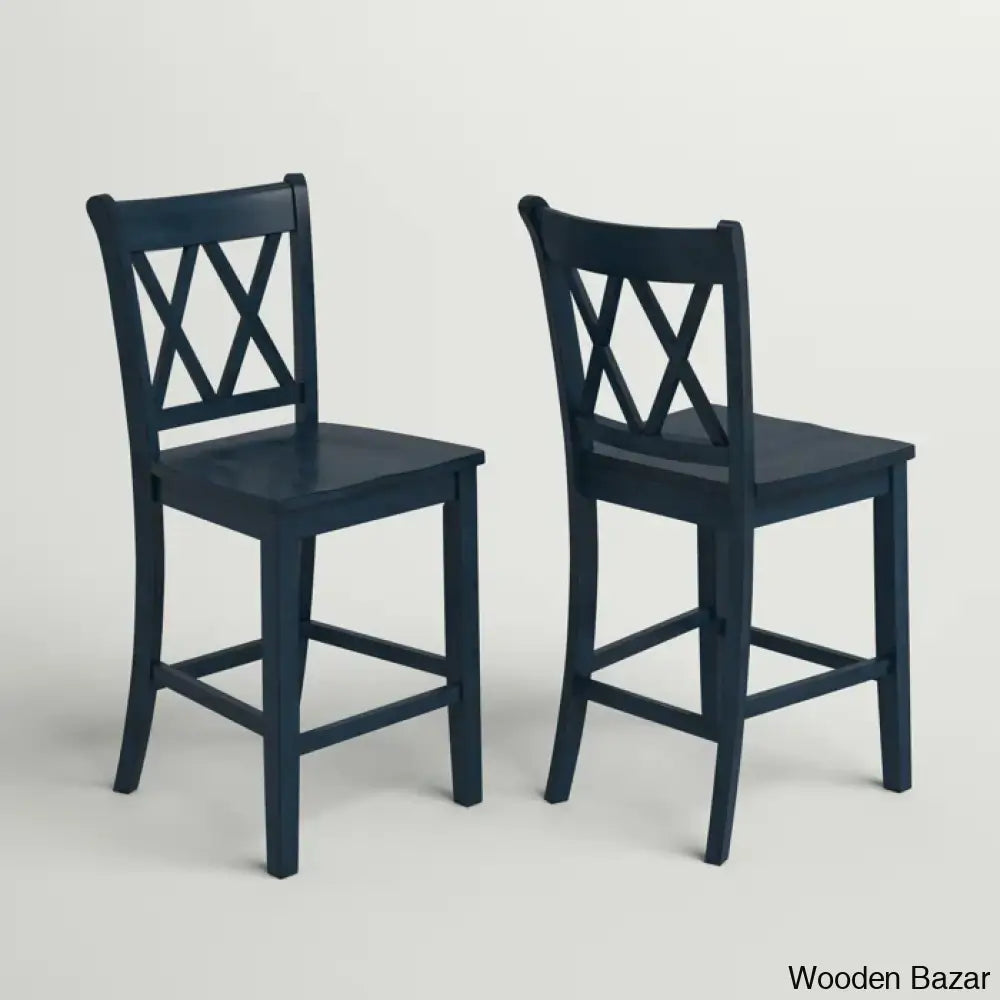 Fortvillec Solid Wood Counter And Bar Stool (Set Of 2) Antique Black / (29’’ Seat Height)