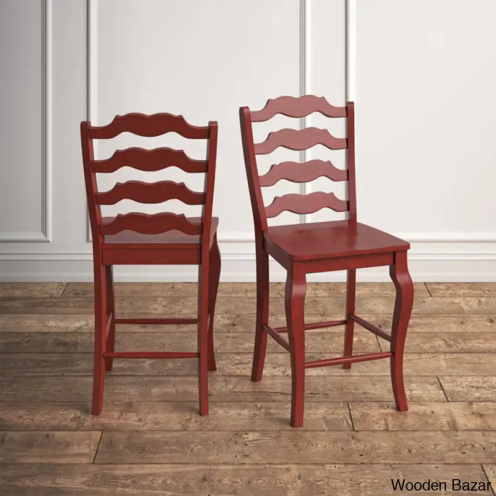 Fortvilled Swivel Solid Wood Counter And Bar Stool (Set Of 2) Berry / (24.21’’ Seat Height)