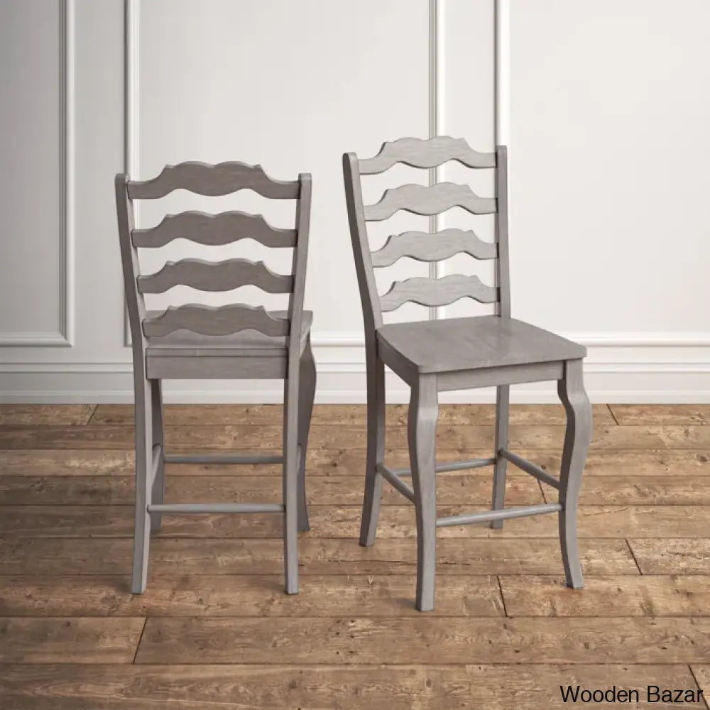 Fortvilled Swivel Solid Wood Counter And Bar Stool (Set Of 2) Gray / (24.21’’ Seat Height)