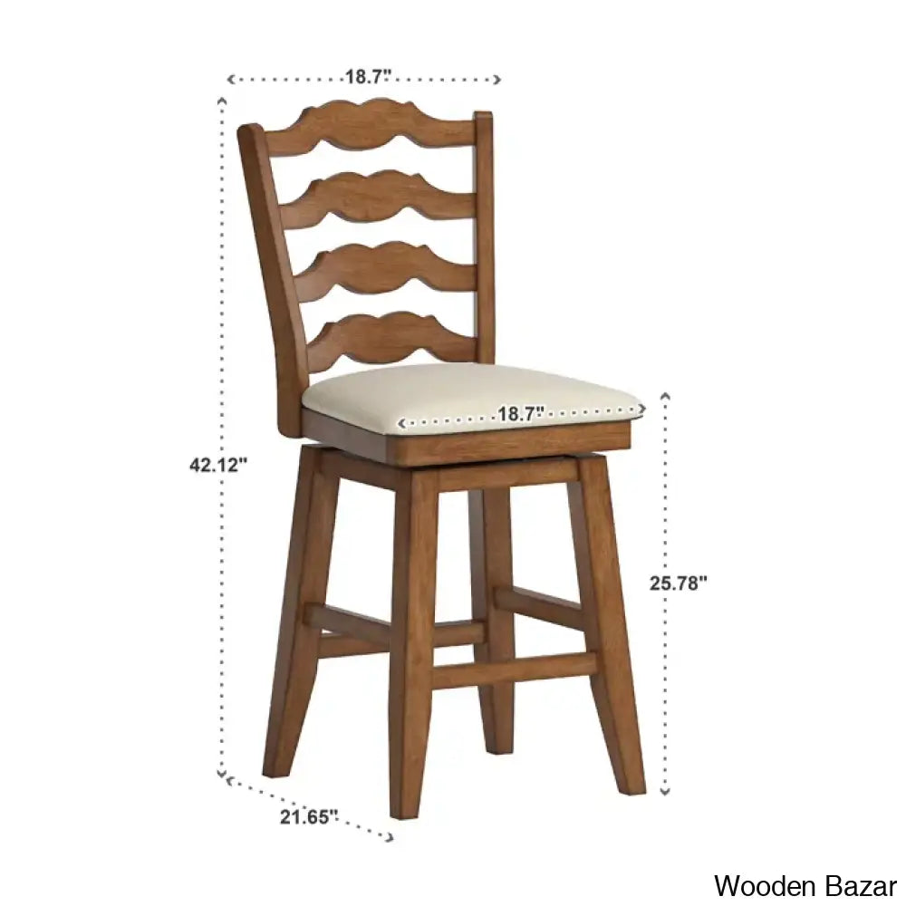 Fortvillek Swivel Upholstered Counter And Bar Stool With Solid Wood Frame