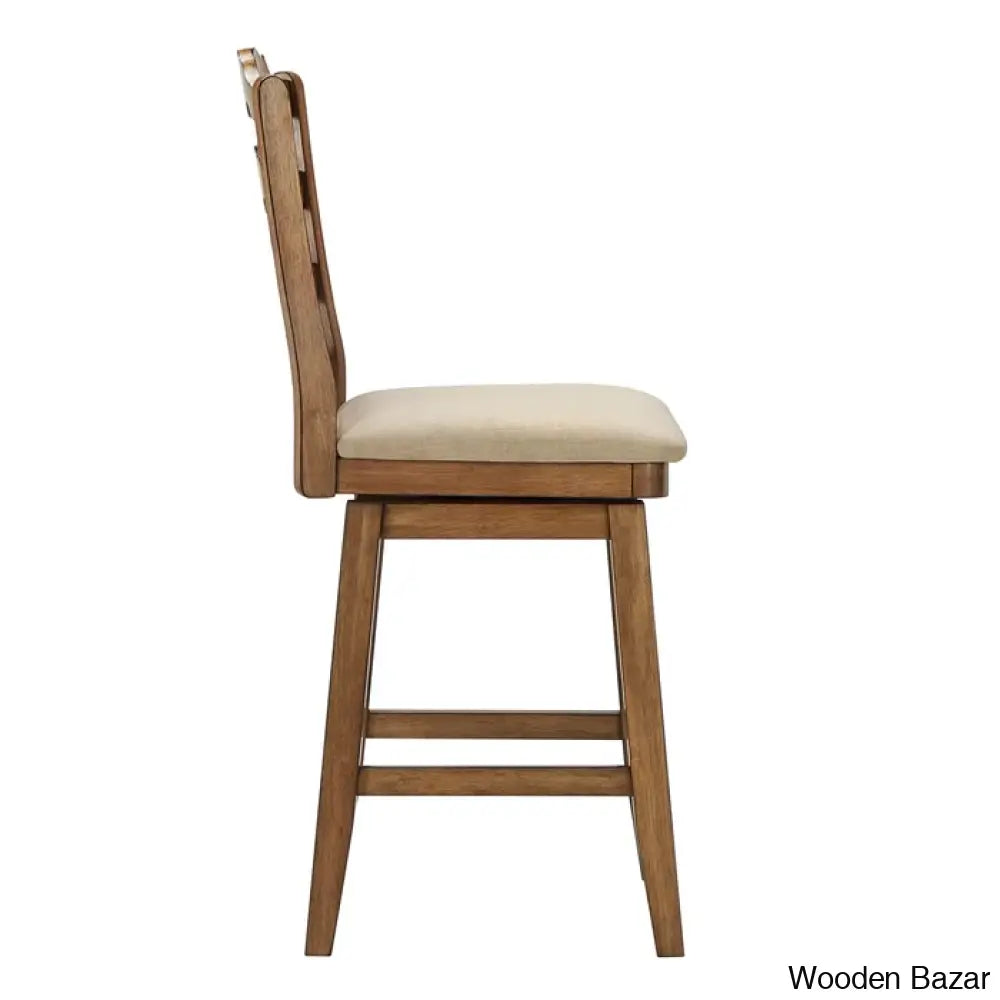 Fortvillek Swivel Upholstered Counter And Bar Stool With Solid Wood Frame