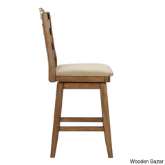 Fortvillek Swivel Upholstered Counter And Bar Stool With Solid Wood Frame