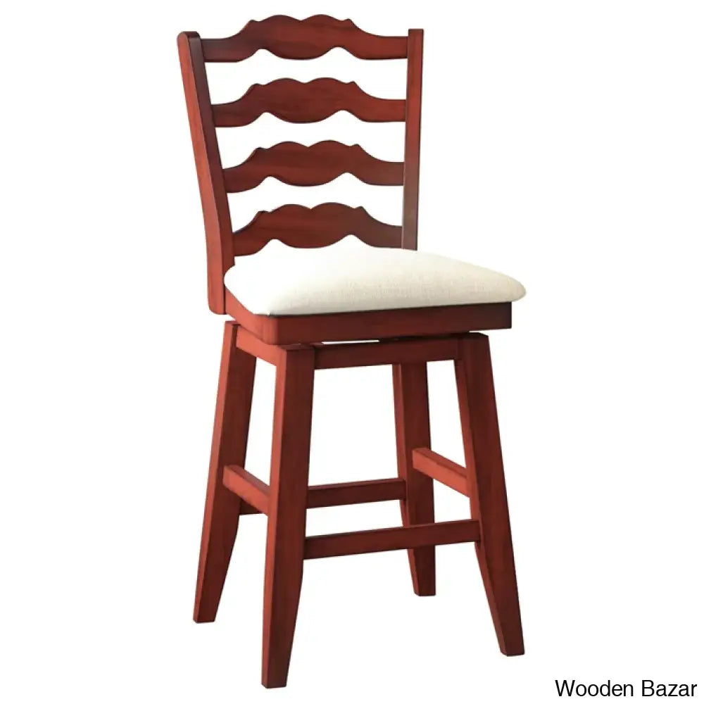 Fortvillek Swivel Upholstered Counter And Bar Stool With Solid Wood Frame Antique Berry / Bar