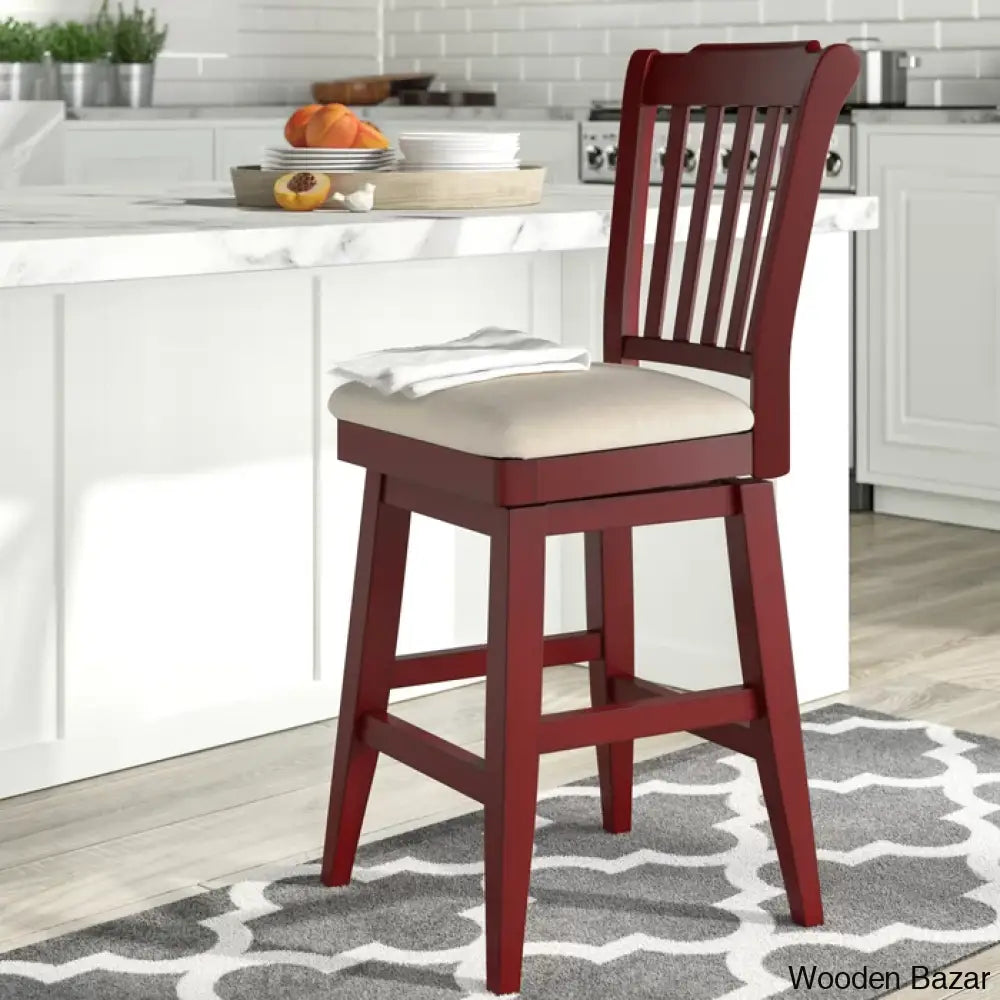 Fortvillel Swivel Upholstered Counter And Bar Stool Antique Berry / Bar (29” Seat Height)