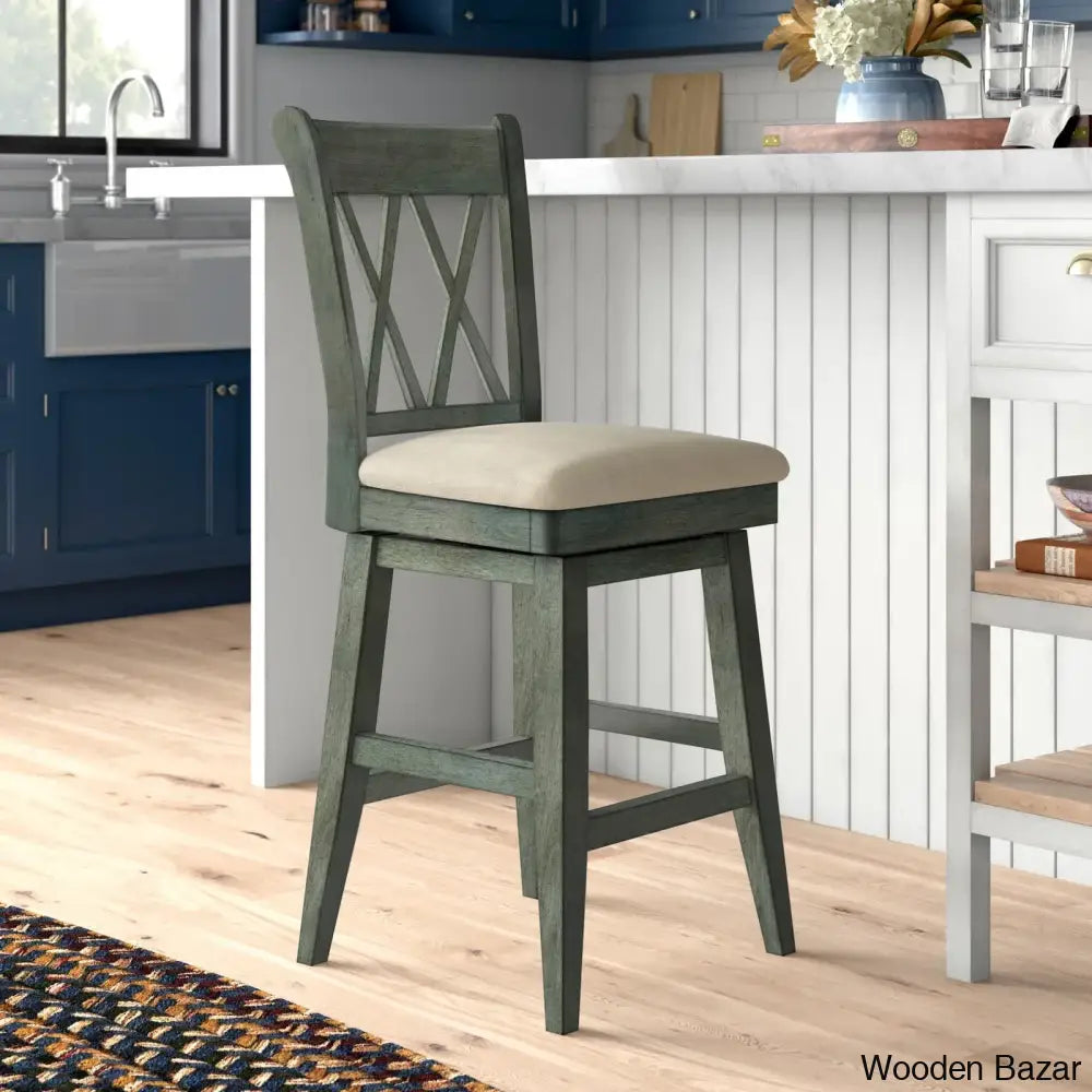 Fortvillen Swivel Upholstered Counter And Bar Stool Antique Sage Green / Bar (29” Seat Height)