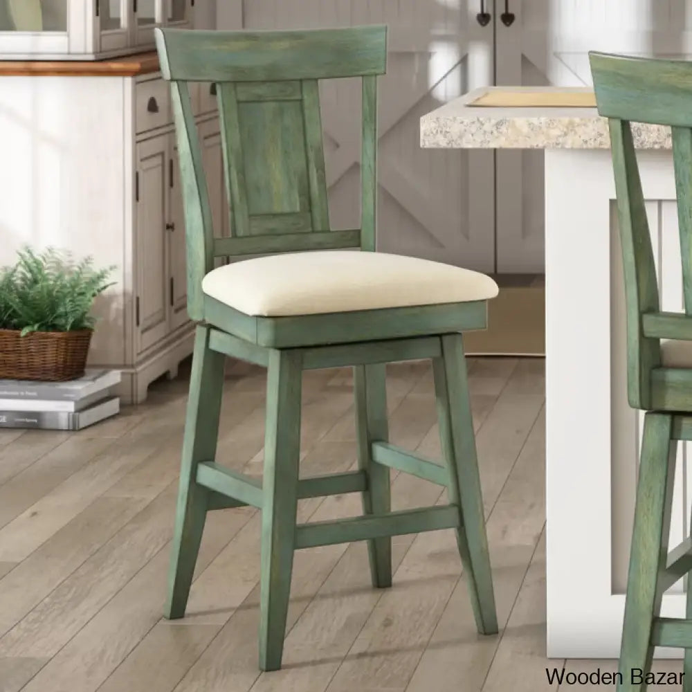 Fortvilleu Swivel Upholstered Counter And Bar Stool (Set Of 2) Antique Sage Green / (25.78” Seat