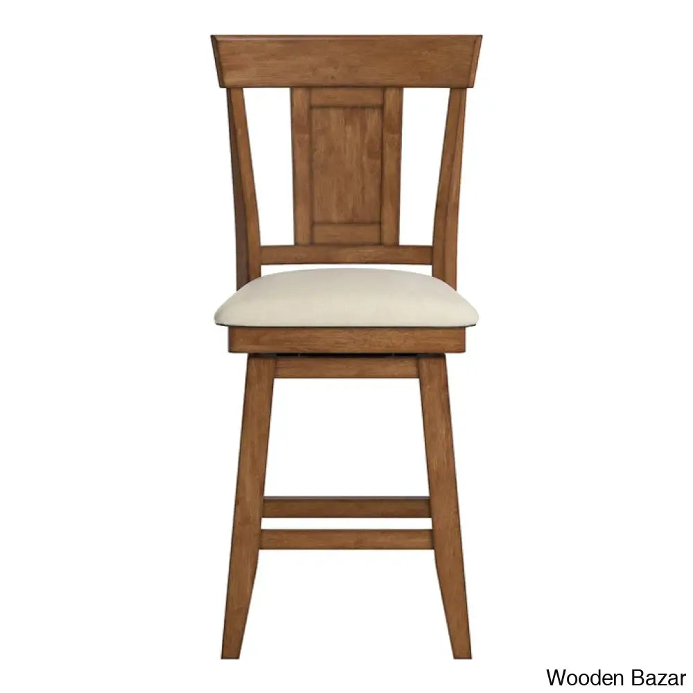 Fortvilleu Swivel Upholstered Counter And Bar Stool (Set Of 2) Oak / (25.78” Seat Height)