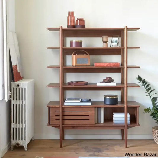 Freyr Endless Charm Solid Wood Carolin Bookshelf - Wooden Bazar