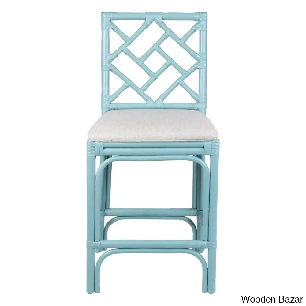 Fultonc Swivel Woven Counter And Bar Stool Sky Blue / (24’’ Seat Height)