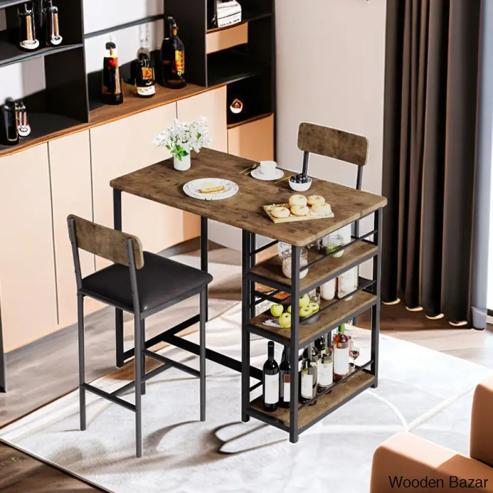 Gagley Stylish 2 Seater New Extendable Dining Set Brown