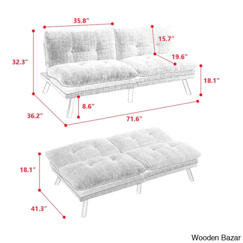 Gagnon Convertible 3 Seater Stylish Sofa Bed Loveseat Fuson