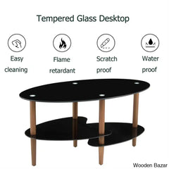 Gailannie Glass Oval Coffee And Center Table 3-Layer Cocktail Center For Living Room