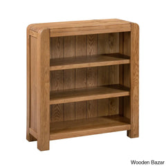 Gamel Solid Wood Modern Carved Edge Bookcase - Wooden Bazar