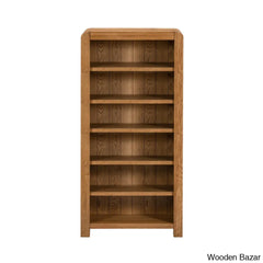 Gamel Solid Wood Modern Carved Edge Bookcase - Wooden Bazar