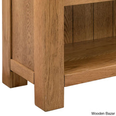 Gamel Solid Wood Modern Carved Edge Bookcase - Wooden Bazar