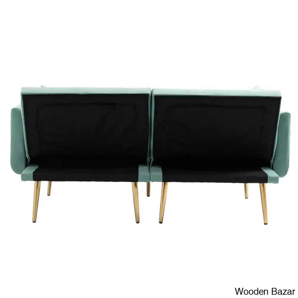 Garcia Light Teal Velvet Accent Sofa With Gold Legs - Wooden Bazar