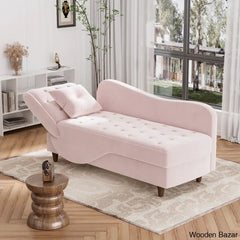 Garrison Velvet Upholstered Chaise Lounge - Wooden Bazar