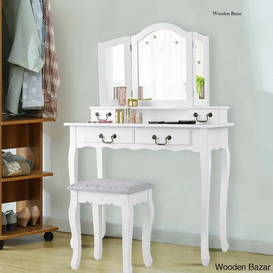 Garver Vanity Dressing Table With Mirror And Stool