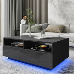 Gastelumi Led Coffee And Center Table With Colorful Rgb Lights & 4 Drawers