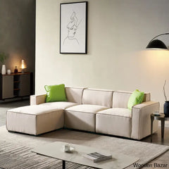 Gelbro Modular L-Shaped Sofa With Convertible Ottoman Chaise In Beige Color