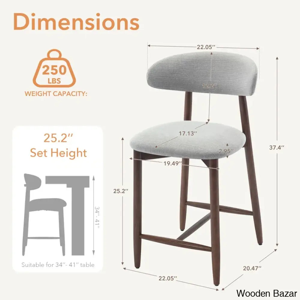 Geor Swivel Upholstered 25’’ Counter And Bar Stool With Solid Wood Frame