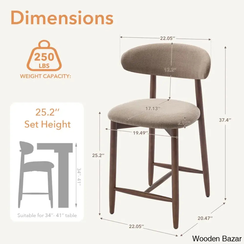 Geor Swivel Upholstered 25’’ Counter And Bar Stool With Solid Wood Frame