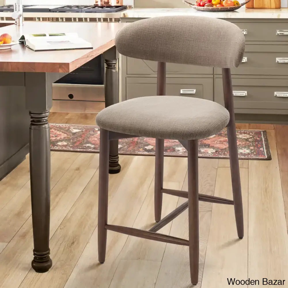 Geor Swivel Upholstered 25’’ Counter And Bar Stool With Solid Wood Frame Camel / 1